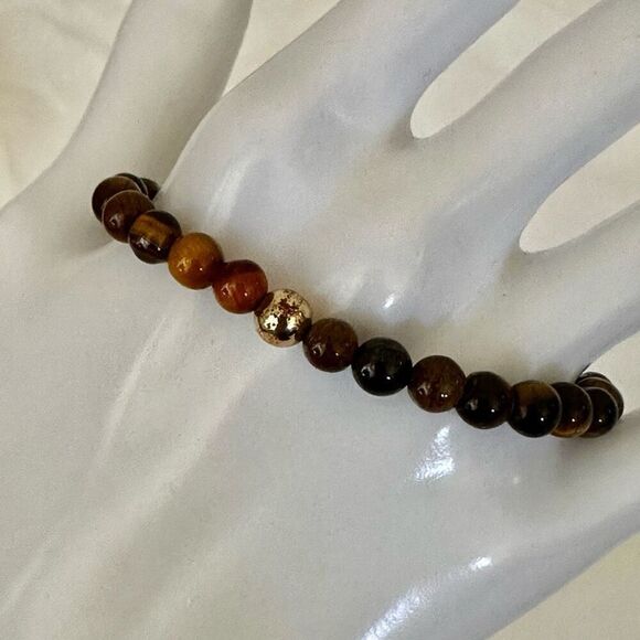 Tigers eye beaded stretchy  bracelet - Picture 7 of 8